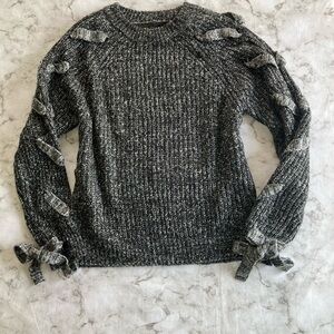 Lattice woven down the sleeves black white and marled gray NWOT